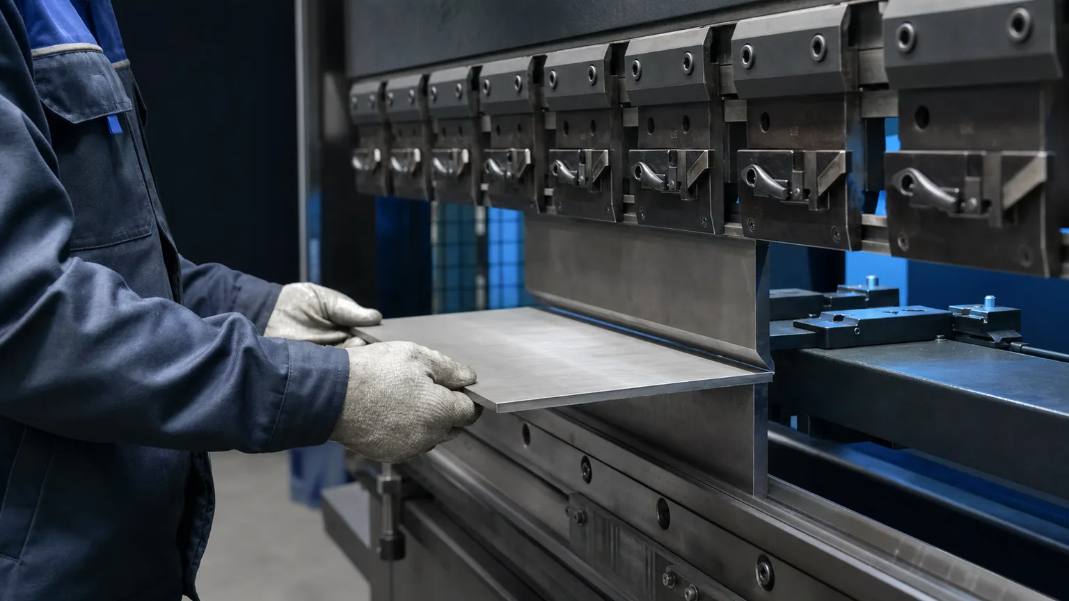 Sheet-metal bending operation on a CNC press brake