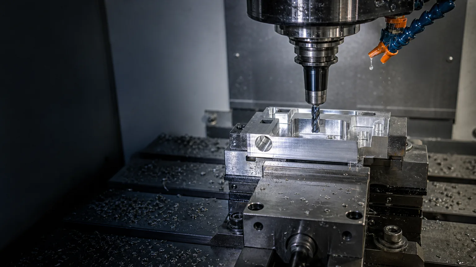 CNC machine manufacturing a precision aluminum component in Tijuana